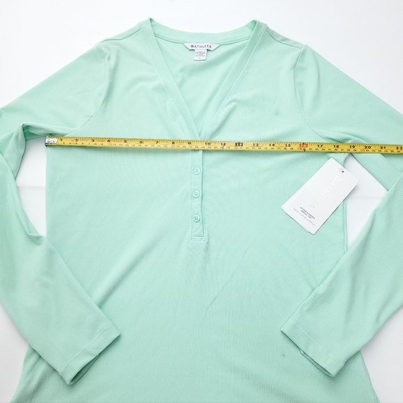 NEW Athleta Uptempo Ribbed Henley Long Sleeve Top Mint Green Women’s Size L - Picture 5 of 14